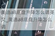 奥迪a8底盘升降怎么调英文_奥迪a8底盘升降怎么调