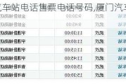 厦门汽车站电话售票电话号码,厦门汽车站电话售票