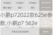 小鹏p72022款625e参数,小鹏p7 562e