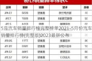 5月汽车销量排行榜完整榜单2021-5月份汽车销量排行榜(完整版)2023最新公布