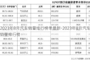 2023年8月汽车销量排行榜单最新-2023年8月汽车销量排行榜