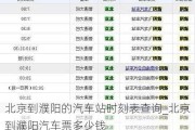北京到濮阳的汽车站时刻表查询_北京到濮阳汽车票多少钱