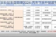 汽车下乡补贴车型目录2024-汽车下乡补贴政策202车型