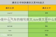 suv是什么汽车的缩写英文,suv英文是什么意思