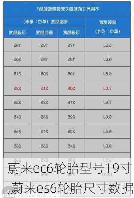 蔚来ec6轮胎型号19寸,蔚来es6轮胎尺寸数据