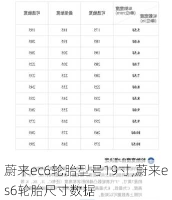 蔚来ec6轮胎型号19寸,蔚来es6轮胎尺寸数据