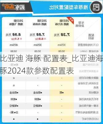 比亚迪 海豚 配置表_比亚迪海豚2024款参数配置表