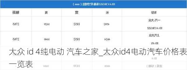 大众 id 4纯电动 汽车之家_大众id4电动汽车价格表一览表