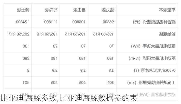 比亚迪 海豚参数,比亚迪海豚数据参数表