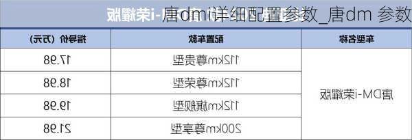 唐dmi详细配置参数_唐dm 参数