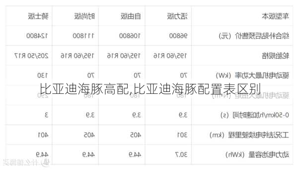 比亚迪海豚高配,比亚迪海豚配置表区别