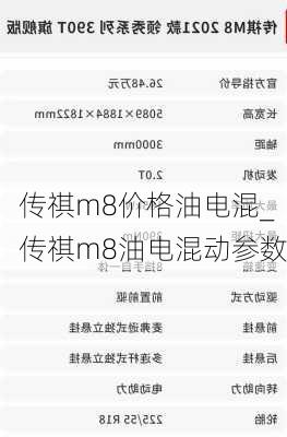 传祺m8价格油电混_传祺m8油电混动参数