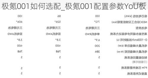 极氪001如何选配_极氪001配置参数YoU板