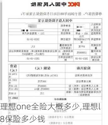 理想one全险大概多少,理想l8保险多少钱