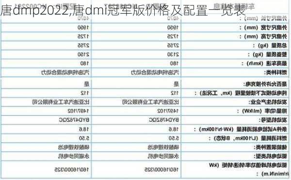 唐dmp2022,唐dmi冠军版价格及配置一览表