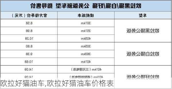 欧拉好猫油车,欧拉好猫油车价格表