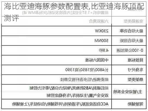 海比亚迪海豚参数配置表,比亚迪海豚顶配测评