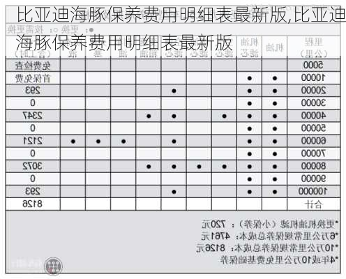 比亚迪海豚保养费用明细表最新版,比亚迪海豚保养费用明细表最新版