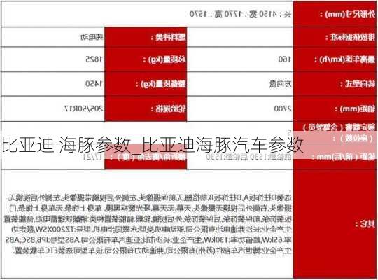 比亚迪 海豚参数_比亚迪海豚汽车参数