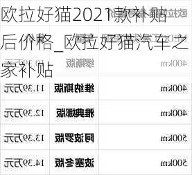 欧拉好猫2021款补贴后价格_欧拉好猫汽车之家补贴