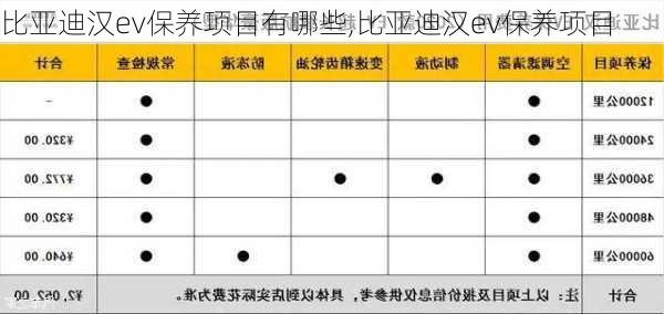 比亚迪汉ev保养项目有哪些,比亚迪汉ev保养项目