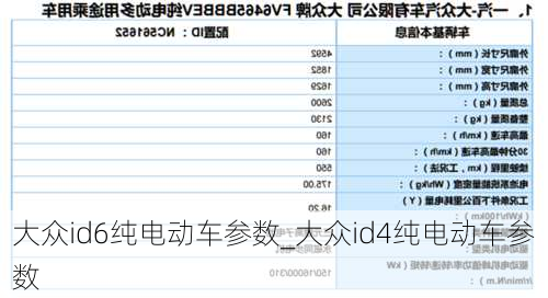 大众id6纯电动车参数_大众id4纯电动车参数