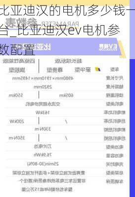 比亚迪汉的电机多少钱一台_比亚迪汉ev电机参数配置