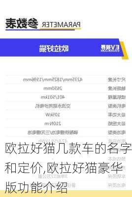 欧拉好猫几款车的名字和定价,欧拉好猫豪华版功能介绍