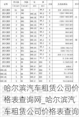 哈尔滨汽车租赁公司价格表查询网_哈尔滨汽车租赁公司价格表查询