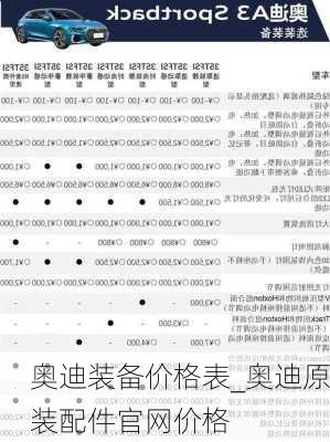 奥迪装备价格表_奥迪原装配件官网价格