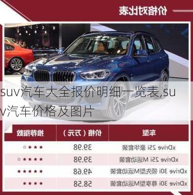 suv汽车大全报价明细一览表,suv汽车价格及图片