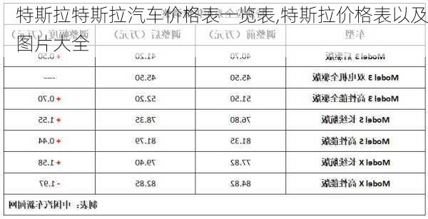 特斯拉特斯拉汽车价格表一览表,特斯拉价格表以及图片大全