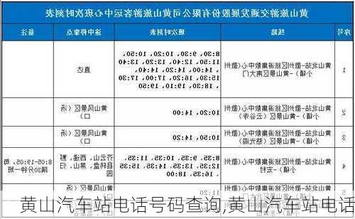 黄山汽车站电话号码查询,黄山汽车站电话