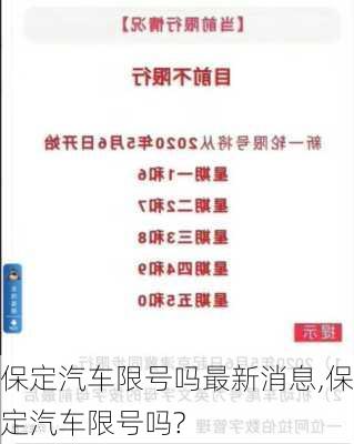 保定汽车限号吗最新消息,保定汽车限号吗?