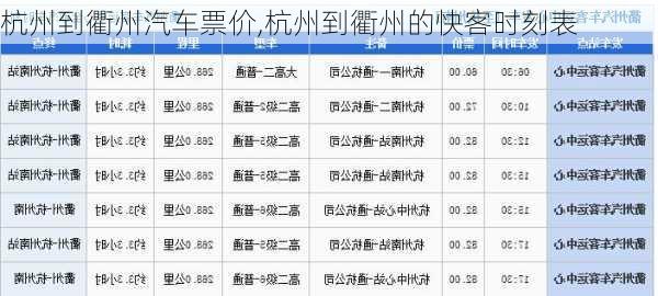 杭州到衢州汽车票价,杭州到衢州的快客时刻表