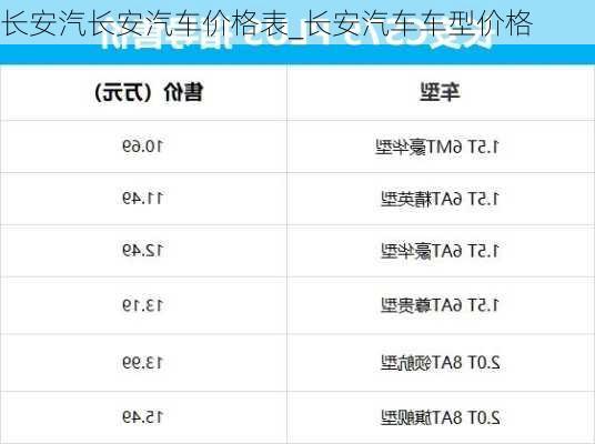 长安汽长安汽车价格表_长安汽车车型价格