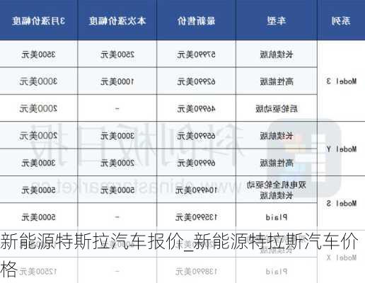 新能源特斯拉汽车报价_新能源特拉斯汽车价格