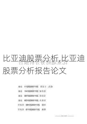 比亚迪股票分析,比亚迪股票分析报告论文