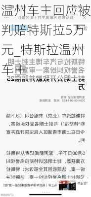 温州车主回应被判赔特斯拉5万元_特斯拉温州车主