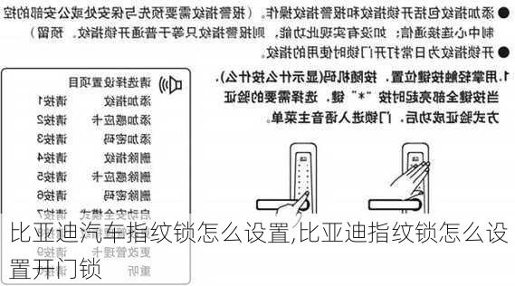 比亚迪汽车指纹锁怎么设置,比亚迪指纹锁怎么设置开门锁