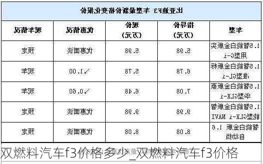 双燃料汽车f3价格多少_双燃料汽车f3价格