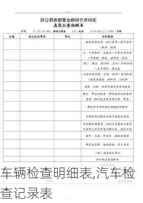 车辆检查明细表,汽车检查记录表