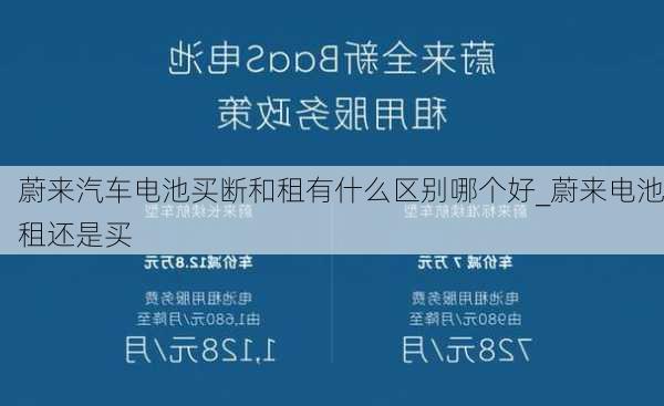 蔚来汽车电池买断和租有什么区别哪个好_蔚来电池租还是买