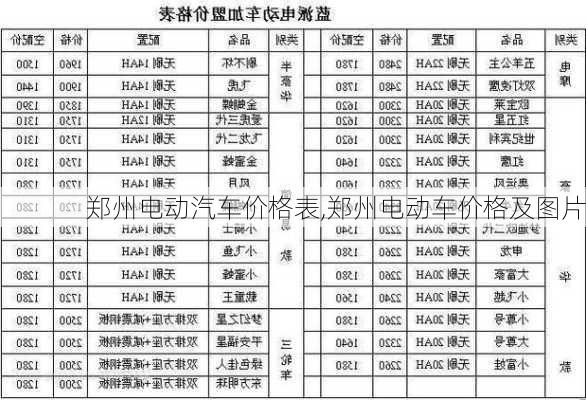 郑州电动汽车价格表,郑州电动车价格及图片