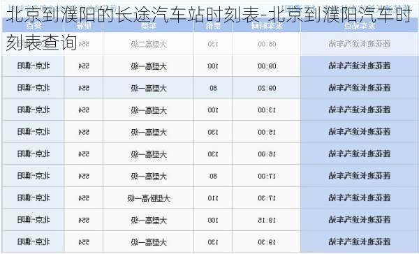 北京到濮阳的长途汽车站时刻表-北京到濮阳汽车时刻表查询