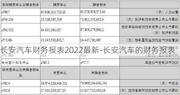 长安汽车财务报表2022最新-长安汽车的财务报表