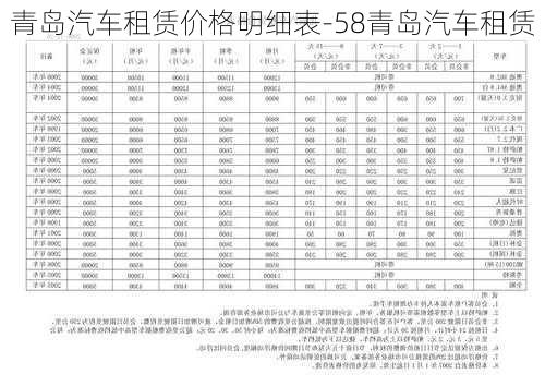 青岛汽车租赁价格明细表-58青岛汽车租赁