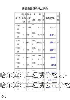 哈尔滨汽车租赁价格表-哈尔滨汽车租赁公司价格表