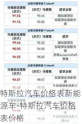 特斯拉汽车价格表新能源车-特斯拉汽车价格表价格