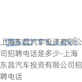 上海东昌汽车投资有限公司招聘电话是多少-上海东昌汽车投资有限公司招聘电话